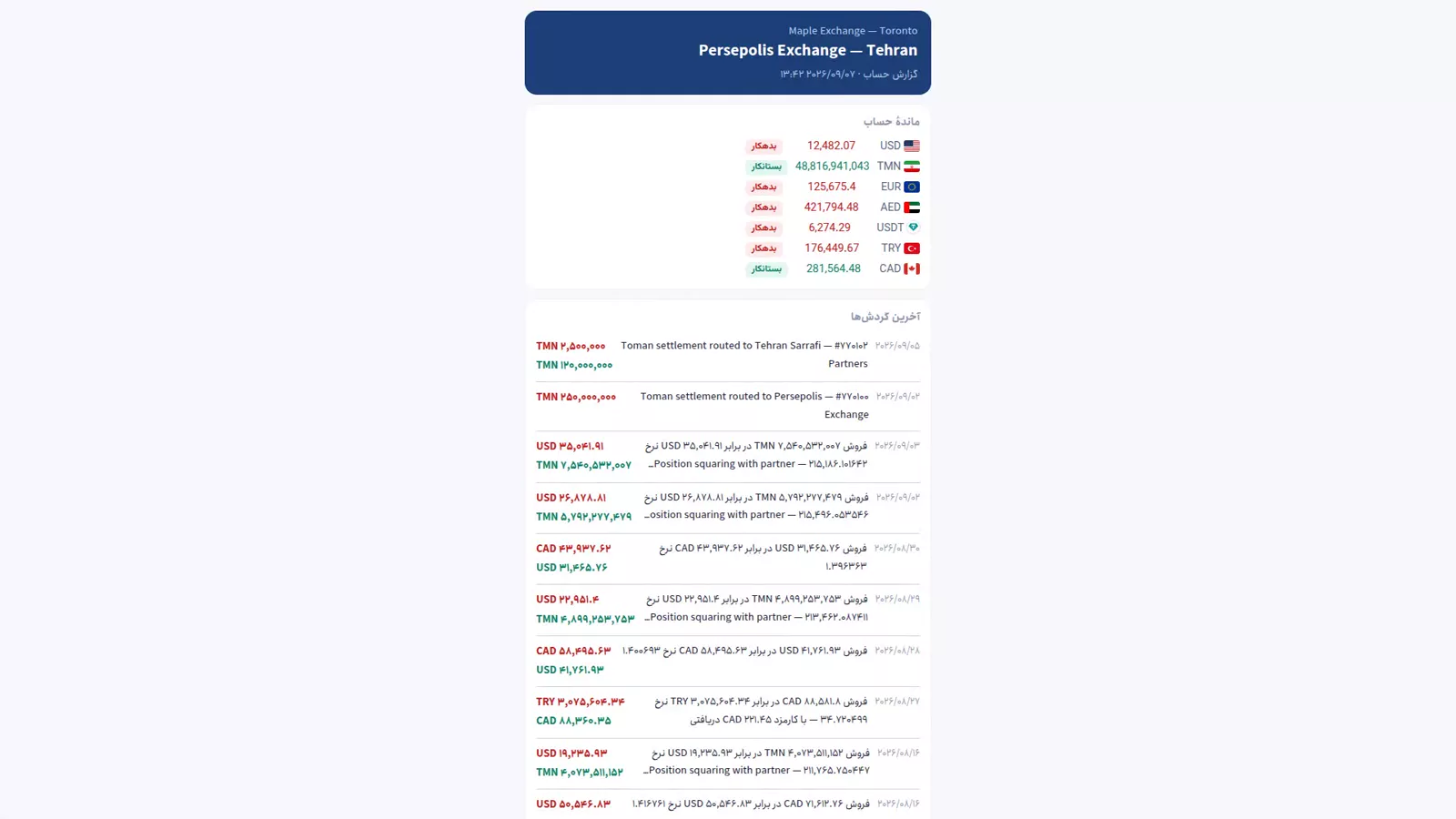 Nexto customer portal showing a read-only statement without menu or Confidential column