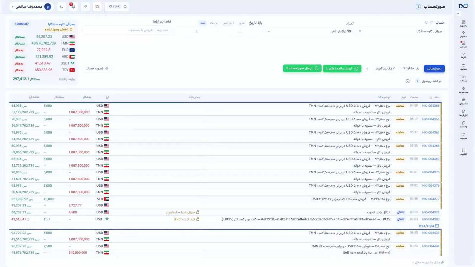 نوار بالای صفحه در نکستو با علامت سؤال راهنما و دکمهٔ گزارش مشکل